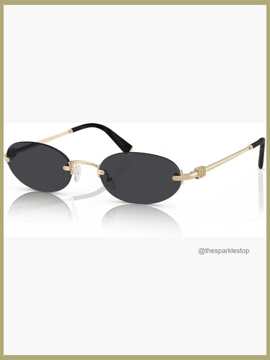 Metal Frame Rimless Narrow Oval Sunglasses UV400 Protection main image 7